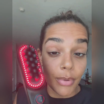 Demo of the massager on the face and scalp with red light