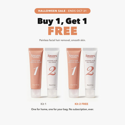 Halloween Sale: Buy 1, Get 1 FREE SNOZES facial hair removal kit, ends October 31