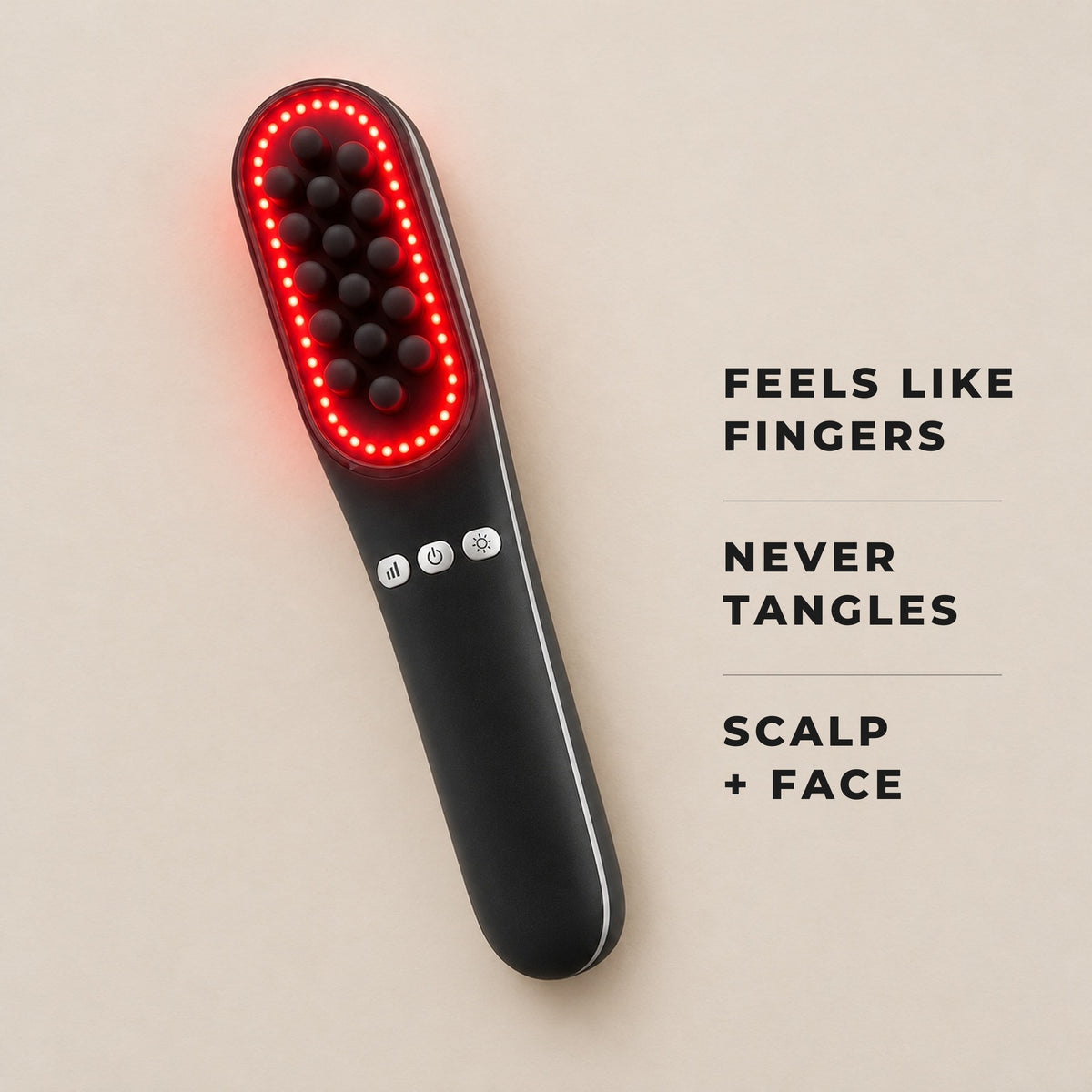 SNOZES scalp and face massager with red light: feels like fingers, never tangles, scalp and face