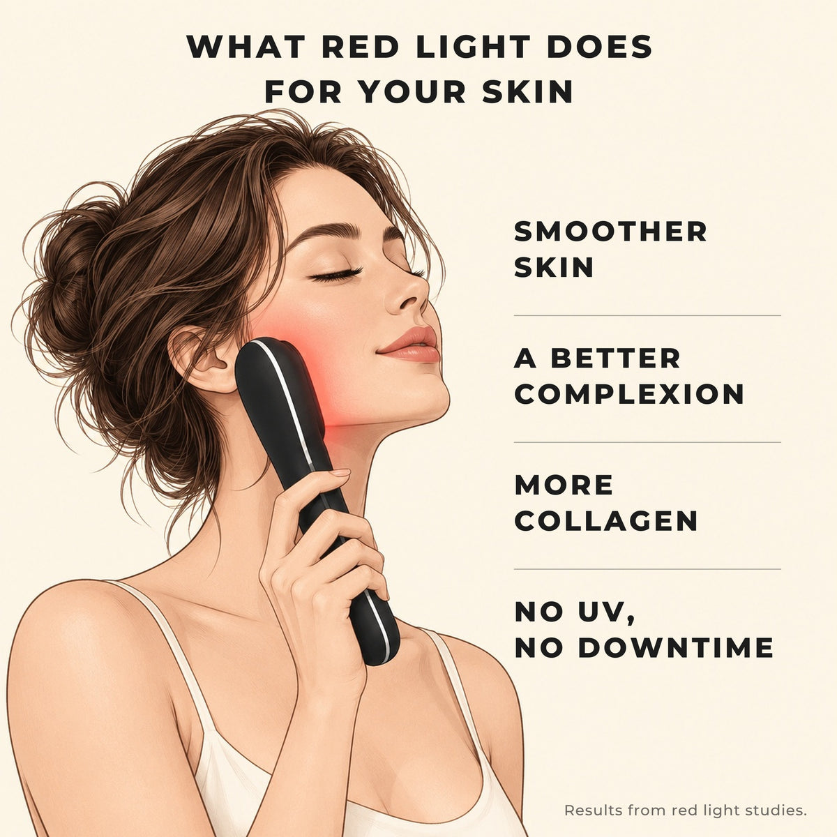What red light does for your skin: smoother skin, a better complexion, more collagen, no UV