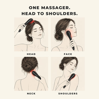 One massager, head to shoulders: head, face, neck and shoulders