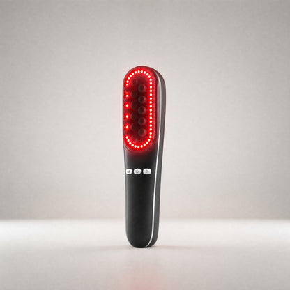 SNOZES Scalp Spa Massager with its ring of red light switched on