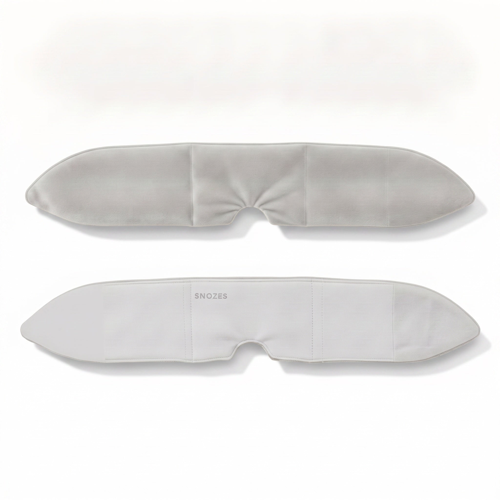 SNOZES mask laid flat, showing both fabric sides
